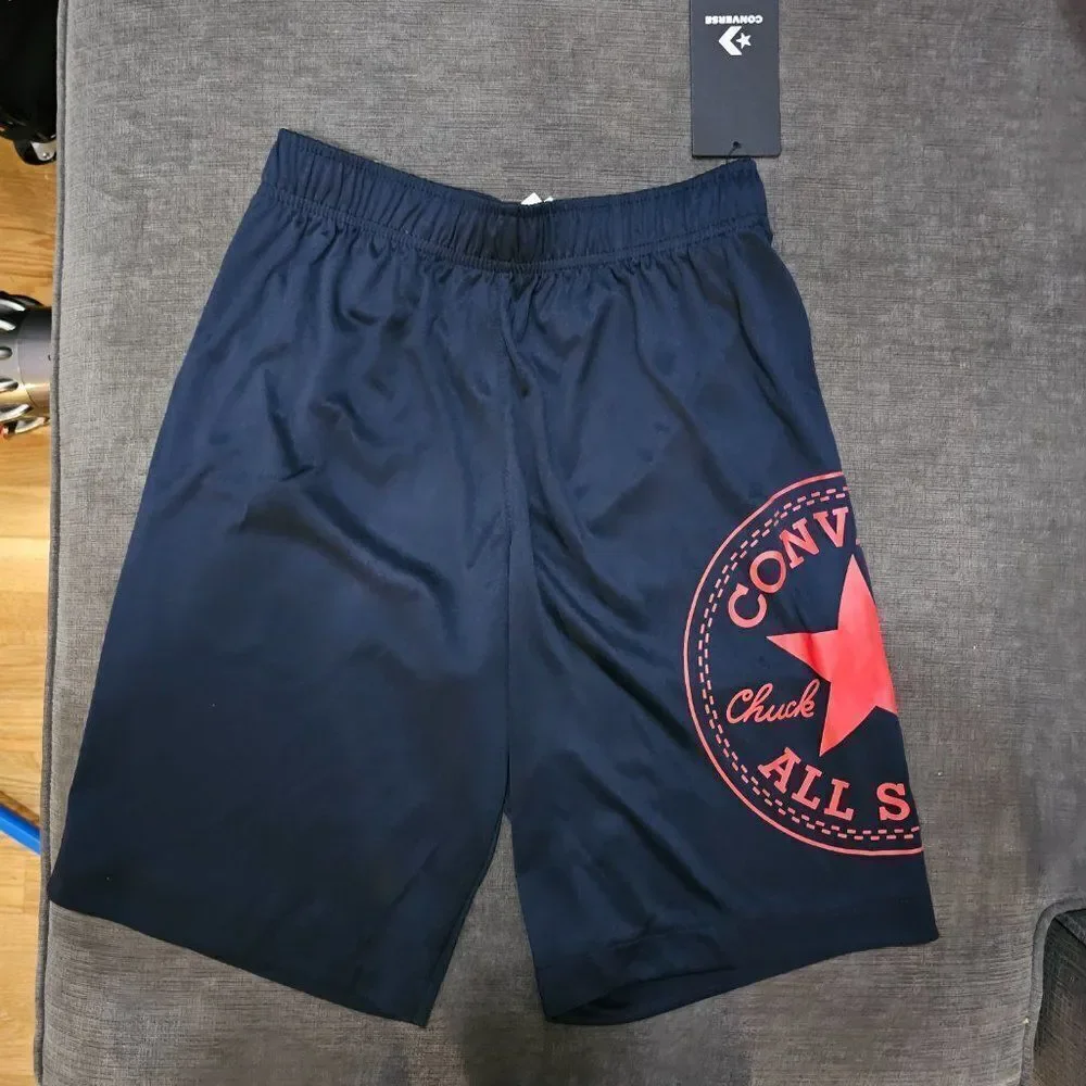 Converse Boy's Dark Blue Convertible Chuck Patch Mesh Graphic Shorts Size Large